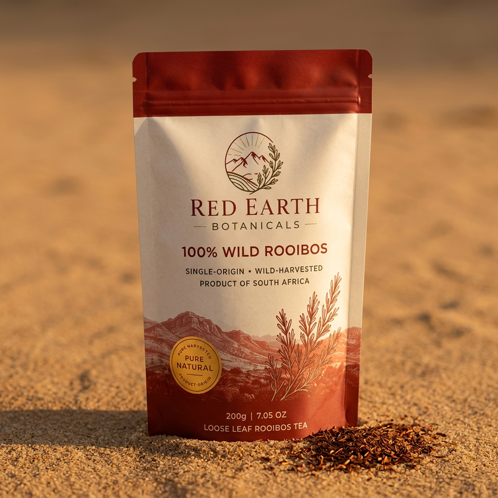 Loose leaf wild rooibos tea pouch